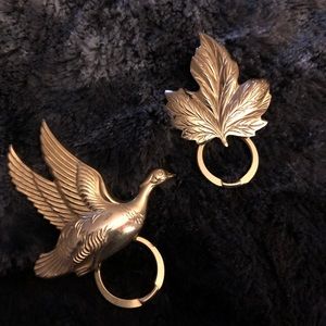 vintage leaf and dove brooch